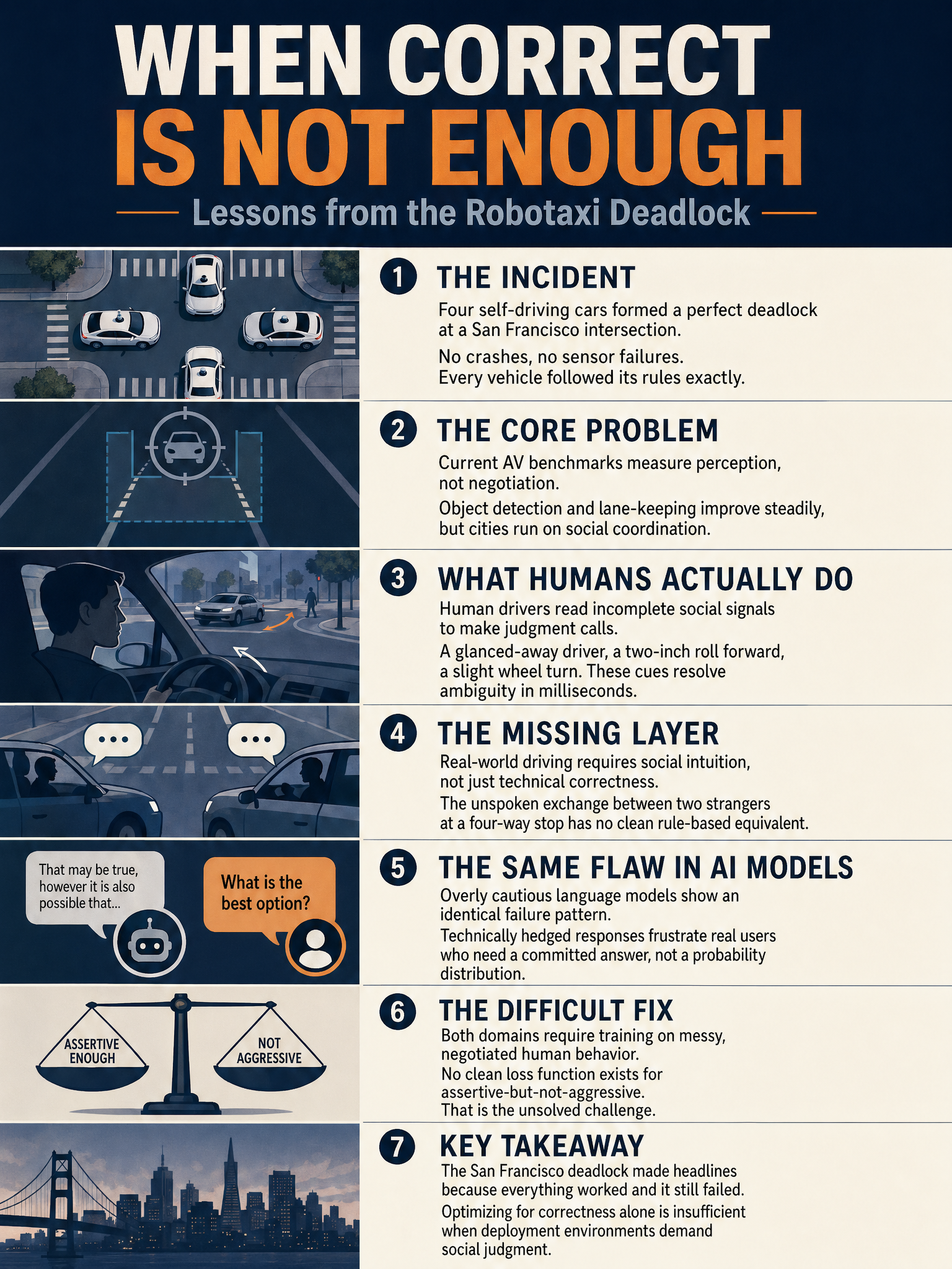 Robotaxi deadlock in San Francisco reveals gap between technical correctness and social judgment in autonomous systems