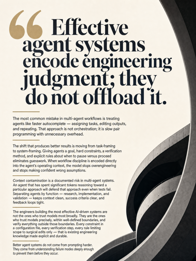 Prediction/insight on what it actually takes to build effective multi-agent engineering systems, beyond just prompting