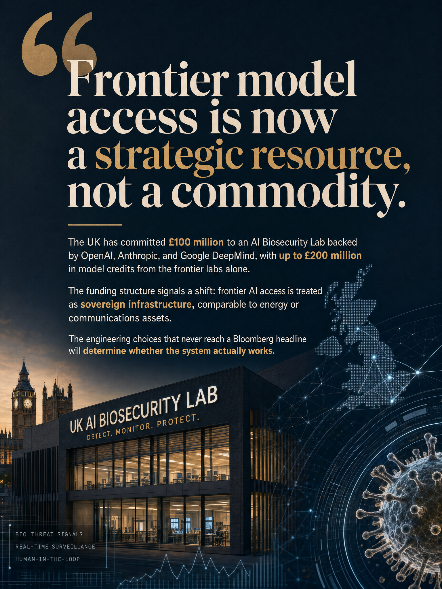 UK £100M AI Biosecurity Lab backed by OpenAI, Anthropic, and Google DeepMind, and what it means for high-stakes production AI system architecture